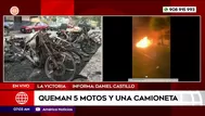 Queman cinco motos y una camioneta en La Victoria