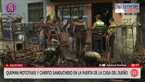 Queman mototaxis y carrito sanguchero en El Agustino. Foto y video: América Noticias
