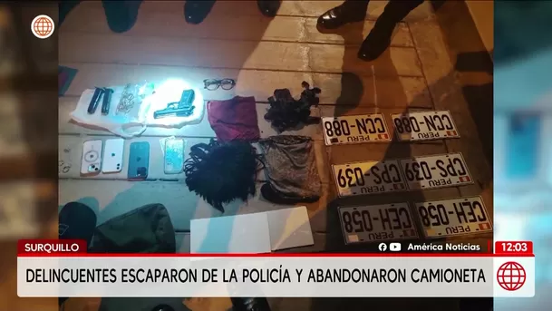 Raqueteros huyen y abandonan camioneta en Miraflores. Foto: América Noticias