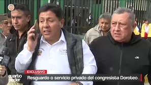 Agente de seguridad del congresista Raúl Doroteo no aparece resguardándolo, sino como chofer de una mujer gestante con la que el parlamentario camina de la mano. Video: Cuarto Poder