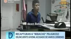 Recapturan a “Bebacho”, peligroso delincuente juvenil 