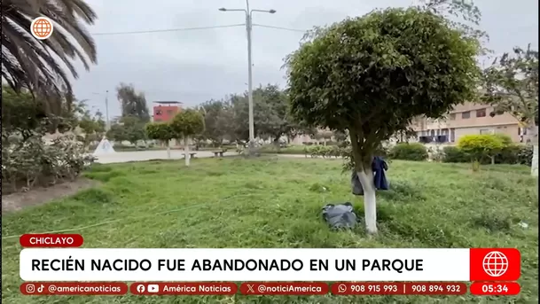 Recién nacido fue abandonado en un parque de Chiclayo. Foto: América Noticias