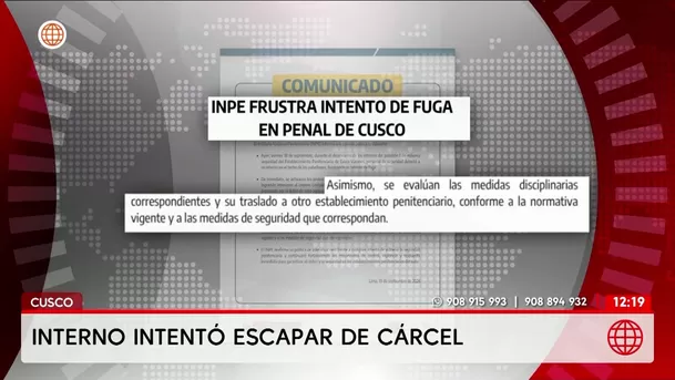 Recluso fue recapturado tras intentar fugar de penal en Cusco. Foto: América Noticias Recluso fue recapturado tras intentar fugar de penal en Cusco. Foto: América Noticias