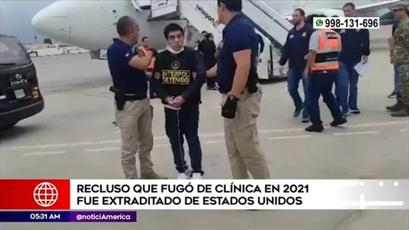 Recluso que fugó de clínica en 2021 fue extraditado de Estados Unidos