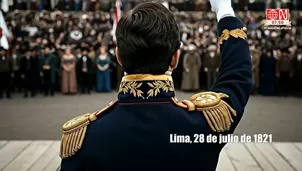 General San Martín proclamó la independencia del Perú desde la Plaza Mayor en recreación histórica. / Video: América Noticias y Canal N