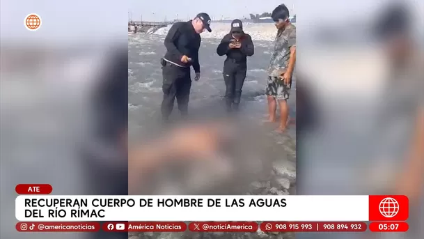 Recuperan cuerpo de hombre de las aguas del río Rímac en Ate. Foto: América Noticias