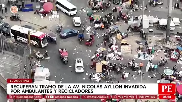 Recuperan tramo invadido de la Av. Nicolás Ayllón en El Agustino. Foto: América Noticias Recuperan tramo invadido de la Av. Nicolás Ayllón en El Agustino. Foto: América Noticias