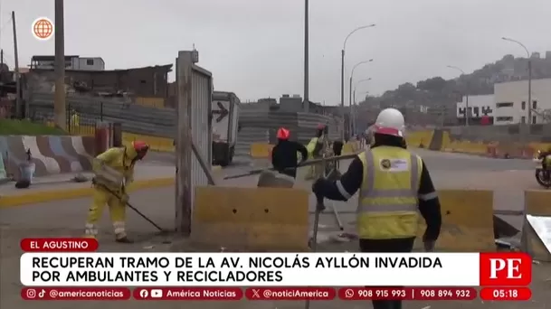 Recuperan tramo invadido de la Av. Nicolás Ayllón en El Agustino. Foto: América Noticias Recuperan tramo invadido de la Av. Nicolás Ayllón en El Agustino. Foto: América Noticias