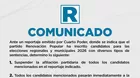 Renovación Popular anuncia suspensión de afiliación de candidatos señalados en informe de Cuarto Poder