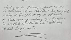 Pedido de reconsideración de Renovación Popular / Foto: Twitter