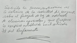 Pedido de reconsideración de Renovación Popular / Foto: Twitter