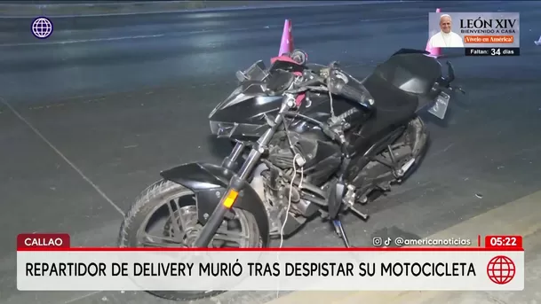 Repartidor de delivery murió tras despistar su moto en Callao. Foto: América Noticias Repartidor de delivery murió tras despistar su moto en Callao. Foto: América Noticias