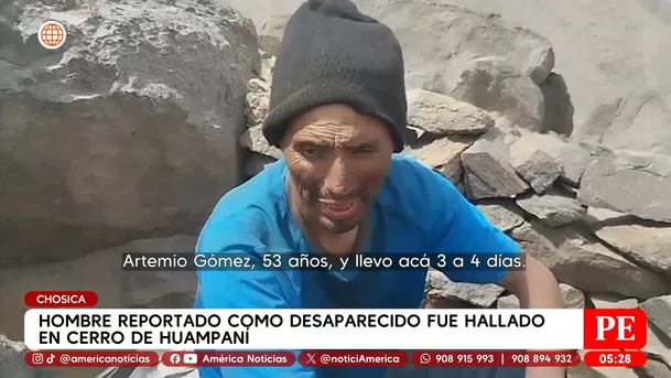 Hombre reportado como desaparecido fue hallado en cerro de Huampaní en Chosica. Foto: América Noticias Hombre reportado como desaparecido fue hallado en cerro de Huampaní en Chosica. Foto: América Noticias