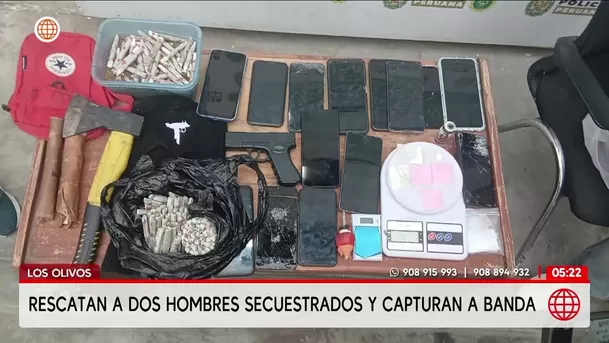 Rescatan a dos secuestrados y caen 17 delincuentes en Los Olivos. Foto: América Noticias