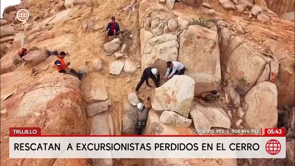 Rescatan a excursionistas perdidos en cerro en Trujillo. Foto: América Noticias