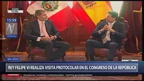 Rey Felipe VI visitó el Congreso de la República. Foto: captura de TV