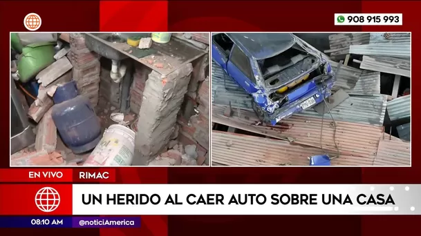 Auto cayó sobre casa en el Rímac. Foto: América Noticias