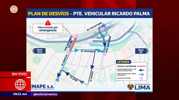 Reabren parcialmente puente Ricardo Palma. Foto: América Noticias