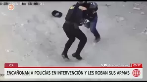 Roban armas a policías durante intervención en Ica. Foto y video: América Noticias