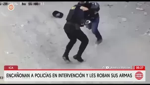 Roban armas a policías durante intervención en Ica. Foto y video: América Noticias