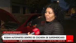 Roban autopartes de un auto en cochera de supermercado en San Juan de Lurigancho. Foto y video: América Noticias
