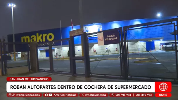 Roban autopartes de un auto en cochera de supermercado en San Juan de Lurigancho. Foto: América Noticias