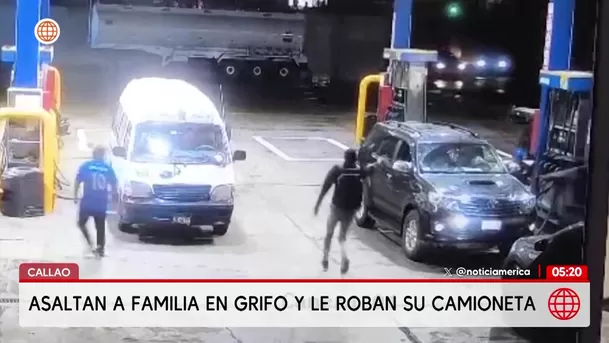 Roban camioneta a familia en grifo del Callao. Foto: América Noticias