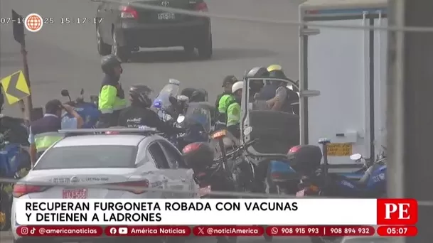 Recuperan furgoneta robada con vacunas y detienen a ladrones en Miraflores. Foto: América Noticias