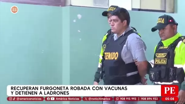 Recuperan furgoneta robada con vacunas y detienen a ladrones en Miraflores. Foto: América Noticias