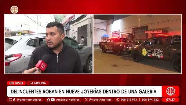 Roban nueve joyerías dentro de galería en La Molina. Foto: América Noticias
