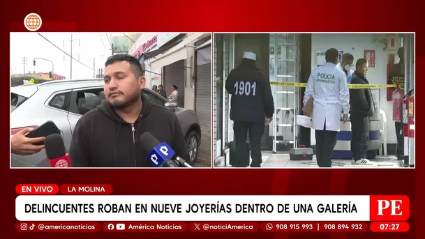 Roban nueve joyerías dentro de galería en La Molina. Foto: América Noticias