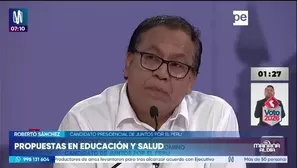 El candidato de Juntos por el Perú planteó saldar la deuda social con los maestros, fortalecer la atención primaria de salud y transferir recursos directamente a los comités de alimentación escolar./ Video: Canal N