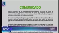 Roberto Sánchez rechaza prohibición de mitin por parte de MML