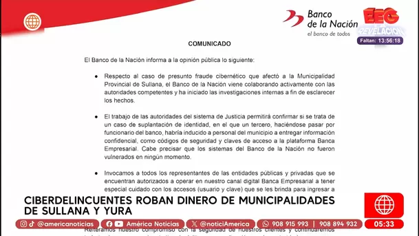 Ciberdelincuentes roban más de S/ 2 millones a municipalidades. Foto: América Noticias