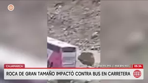 Roca de gran tamaño impacta contra bus interprovincial en Cajamarca. Foto y video: América Noticias