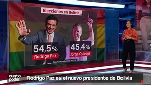 El conteo rápido dio como ganador a Rodrigo Paz con el 54.53 % de votos, según las autoridades electorales bolivianas. Video: Cuarto Poder