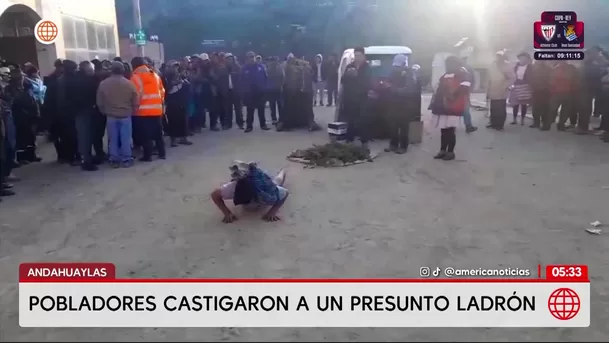 Ronderos castigan a presunto ladrón de colegio en Andahuaylas. Foto: América Noticias
