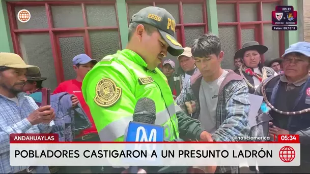 Ronderos castigan a presunto ladrón de colegio en Andahuaylas. Foto: América Noticias