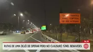 Rutas de Lima deja peajes pero túnel Benavides sigue abierto