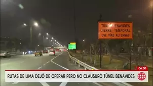 Rutas de Lima deja peajes pero túnel Benavides sigue abierto/ A mérica Noticias