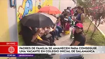 Padres de familia esperan conseguir vacante en colegio de Salamanca. Foto: captura de TV