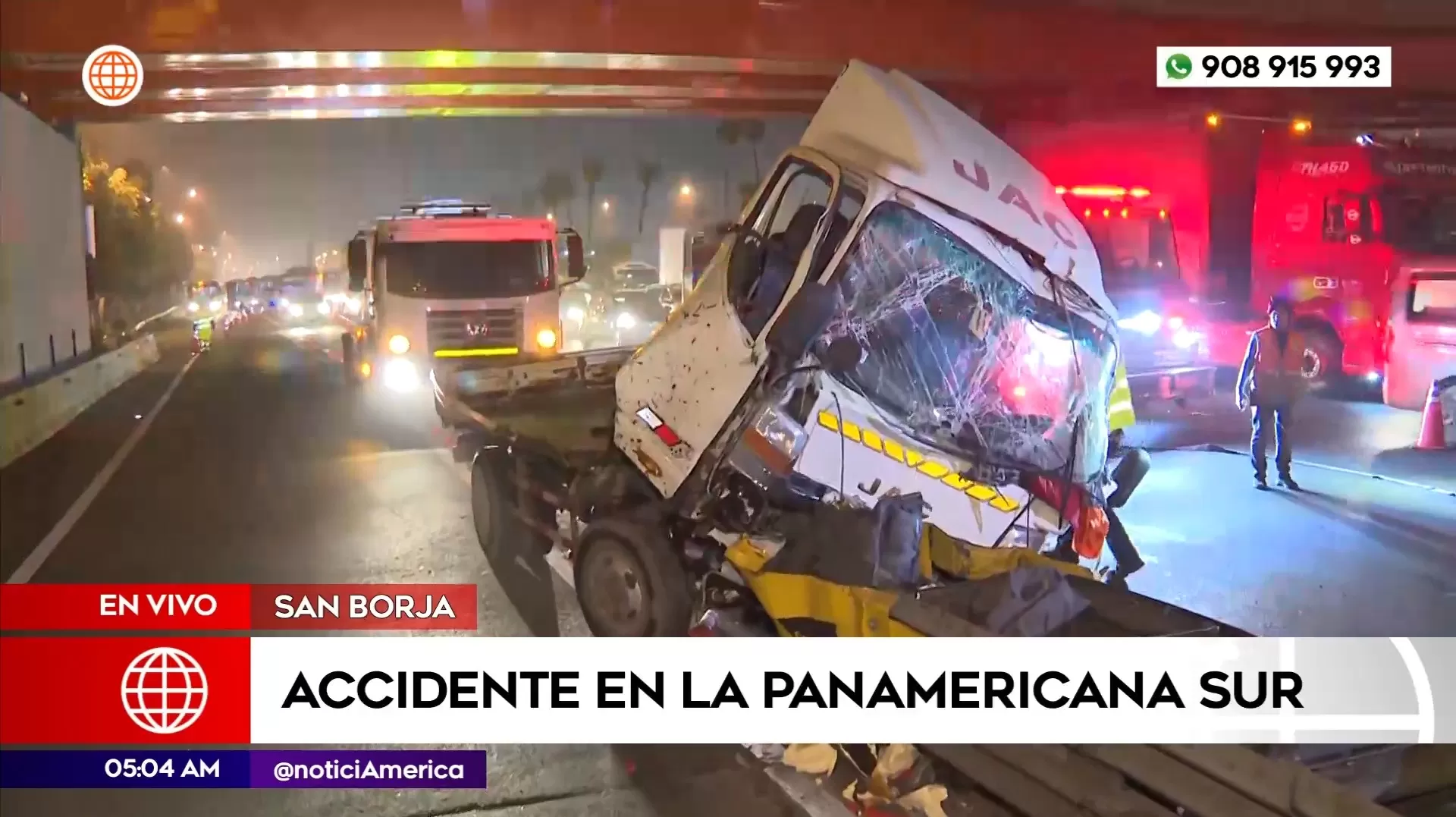 Accidente de tránsito en la Panamericana Sur, en San Borja. Foto: América Noticias