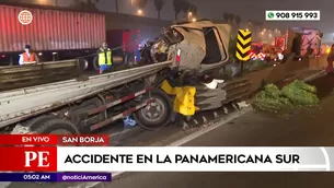 Accidente de tránsito en la Panamericana Sur, en San Borja. Foto y video: América Noticias