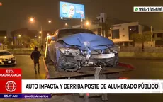 San Borja: Auto impacta y derriba poste de alumbrado público  - Noticias de 