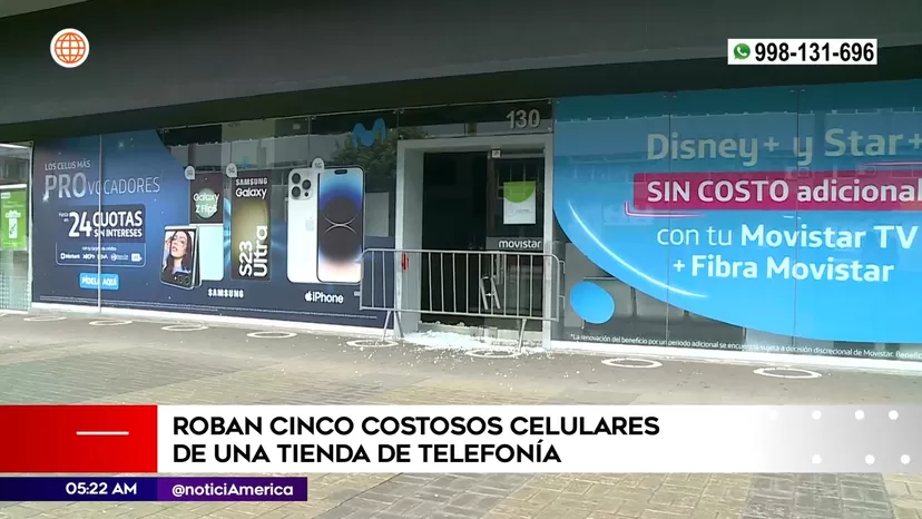 San Borja: Delincuentes roban costosos celulares en tienda de telefonía