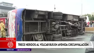 Bus de transporte público se volcó en avenida Circunvalación. América Noticias