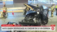San Isidro: Auto queda destrozado tras volcar en la Vía Expresa