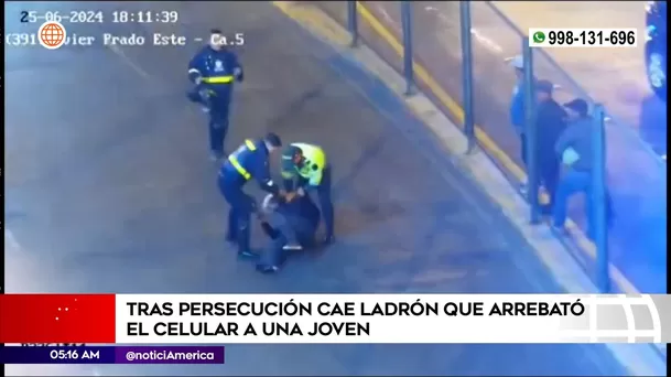 Cayó ladrón que arrebató celular a mujer en San Isidro. Foto: América Noticias