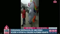 San Isidro: Mujer fue a votar disfrazada de unicornio para evitar contagiarse de COVID-19. Video: Canal N