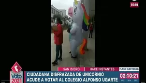 San Isidro: Mujer fue a votar disfrazada de unicornio para evitar contagiarse de COVID-19. Video: Canal N